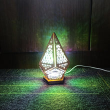 Load image into Gallery viewer, Boho Chic Aurora Color Light Stained Glass Wood Lamp