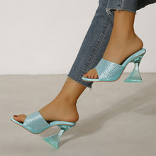 Load image into Gallery viewer, Unique Suede Zircon Embellished 3.5" Transparant High Heel Sandals Shoes