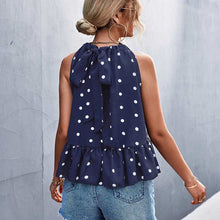 Load image into Gallery viewer, Polka Dot Sleeveless Halter Shirt Blouse