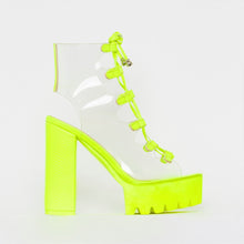 Load image into Gallery viewer, Clear Lace Up 5.1" Open Toe Chunky High Heel Shoes 3 Colors