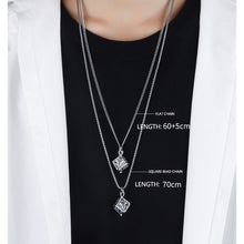 Load image into Gallery viewer, Tree of Life Cube Pendant with Luminous Fluorite Stone and Choice of Chain Length