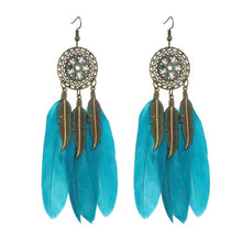 Load image into Gallery viewer, Cyan Feathers + Flower