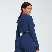 Load image into Gallery viewer, Hooded Crossover Design Three Piece Yoga Suit