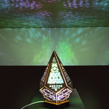 Load image into Gallery viewer, Boho Chic Aurora Color Light Stained Glass Wood Lamp
