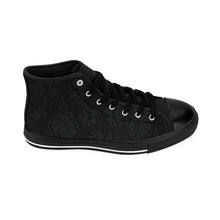 Load image into Gallery viewer, Women's Black Beauty High-top Sneakers, Sizes 6-12, Stylish Unique Shoes, Cool Alternative Styles, Edgy Rock Style Shoes, Fashionable Sneakers