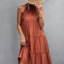 Load image into Gallery viewer, Halterneck Pleated Panel Maxi Dress