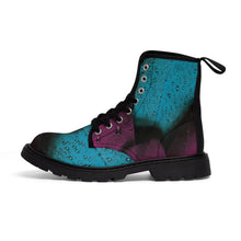 Load image into Gallery viewer, Women's Turquoise Raspberry Canvas Boots, Sizes 6.5-11, Stylish Unique Boots, Cool Alternative Styles, Edgy Rock Style, Fashionable Boots