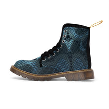Load image into Gallery viewer, Women's Emerald Green Snakeskin Canvas Boots, Sizes 6.5-11, Boho Chic, Combat Boots, Bohemian Boots, Ankle Boots, Casual Boots, Custom Boots
