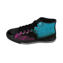 Load image into Gallery viewer, Women's Turquoise Raspberry High-top Sneakers, Sizes 6-12, Stylish Unique Shoes, Cool Alternative Styles, Edgy Rock Style Shoes, Fashionable Sneakers