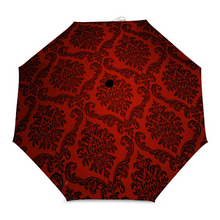 Load image into Gallery viewer, Custom Dark Red Damask Umbrella 3 Folding UV Umbrella Sunshine & Rain Versatile Umbrella