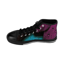 Load image into Gallery viewer, Women's Turquoise Raspberry High-top Sneakers, Sizes 6-12, Stylish Unique Shoes, Cool Alternative Styles, Edgy Rock Style Shoes, Fashionable Sneakers