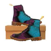 Load image into Gallery viewer, Women's Turquoise Raspberry Canvas Boots, Sizes 6.5-11, Stylish Unique Boots, Cool Alternative Styles, Edgy Rock Style, Fashionable Boots