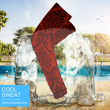 Load image into Gallery viewer, Dark Red Damask UV Protection Ice Arm Sleeves
