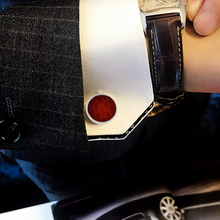 Load image into Gallery viewer, Dark Red Damask Cufflinks Tuxedo Studs