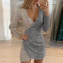 Load image into Gallery viewer, Elegant Sequins V Neck Wrap Dress 7 Design Choices