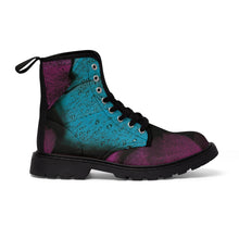 Load image into Gallery viewer, Women's Turquoise Raspberry Canvas Boots, Sizes 6.5-11, Stylish Unique Boots, Cool Alternative Styles, Edgy Rock Style, Fashionable Boots