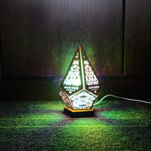 Load image into Gallery viewer, Boho Chic Aurora Color Light Stained Glass Wood Lamp
