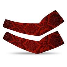 Load image into Gallery viewer, Dark Red Damask UV Protection Ice Arm Sleeves