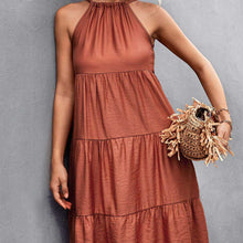 Load image into Gallery viewer, Halterneck Pleated Panel Maxi Dress