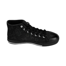 Load image into Gallery viewer, Women's Black Beauty High-top Sneakers, Sizes 6-12, Stylish Unique Shoes, Cool Alternative Styles, Edgy Rock Style Shoes, Fashionable Sneakers