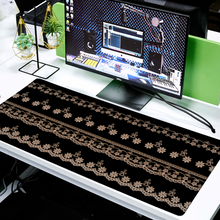 Load image into Gallery viewer, Black White Lace Custom Rectangular Non-slip Mouse Pad 16" x 35"