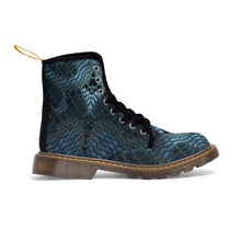 Load image into Gallery viewer, Women's Emerald Green Snakeskin Canvas Boots, Sizes 6.5-11, Boho Chic, Combat Boots, Bohemian Boots, Ankle Boots, Casual Boots, Custom Boots