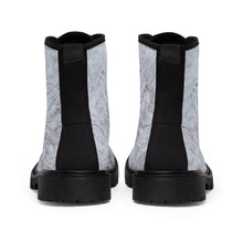Load image into Gallery viewer, Women's White Ice Canvas Boots, Sizes 6.5-11, Stylish Unique Boots, Cool Alternative Styles, Edgy Rock Style, Fashionable Boots