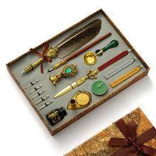 Load image into Gallery viewer, Antique Feather Pen Retro Classic Wax Seal Stamp Stationery Kit for Calligraphy