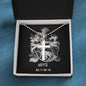 Zodiac Sign Cards Artisan Crafted Stainless Cross Ball Chain Necklace with Luxury Mahogany Box w/LED