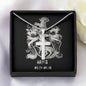 Zodiac Sign Cards Artisan Crafted Stainless Steel Cross Pendant Snake Chain Necklace with Luxury Mahogany Box w/LED