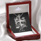 Zodiac Sign Cards Artisan Crafted Stainless Steel Cross Pendant Snake Chain Necklace with Luxury Mahogany Box w/LED