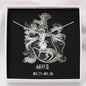Zodiac Sign Cards Alluring Ribbon Drop Pendant Cable Chain Necklace with Luxury Mahogany Box w/LED