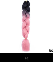 Load image into Gallery viewer, Ombre Jumbo Braid 24 Inches Synthetic Braiding Hair Extension For Women DIY Hair Braids Pink Purple Yellow Gray 1
