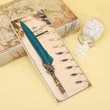 Load image into Gallery viewer, Unique Silver and Gold Feather Pen + 5Pcs Nibs 3 More Color Choices