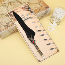 Load image into Gallery viewer, Unique Silver and Gold Feather Pen + 5Pcs Nibs 3 More Color Choices