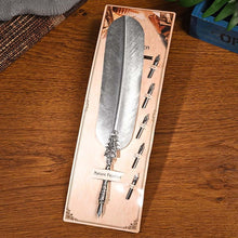 Load image into Gallery viewer, Unique Silver and Gold Feather Pen + 5Pcs Nibs 3 More Color Choices