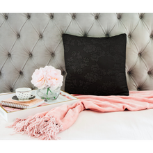 Load image into Gallery viewer, Unique Faux Suede Throw Pillow Black Beauty, Pillow Included, Beautiful Decorative Faux Suede Cushions, Unique Luxury Cushions, 4 Sizes