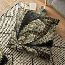 Load image into Gallery viewer, Unique Faux Suede Throw Pillow Black Gold, Pillow Included, Beautiful Decorative Faux Suede Cushions, Unique Luxury Cushions, 4 Sizes