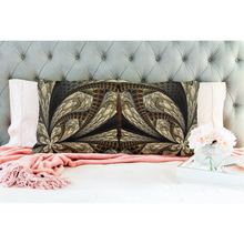 Load image into Gallery viewer, Unique Faux Suede Throw Pillow Black Gold, Pillow Included, Beautiful Decorative Faux Suede Cushions, Unique Luxury Cushions, 4 Sizes