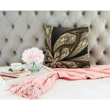 Load image into Gallery viewer, Unique Faux Suede Throw Pillow Black Gold, Pillow Included, Beautiful Decorative Faux Suede Cushions, Unique Luxury Cushions, 4 Sizes