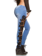 Load image into Gallery viewer, Black or White Lace Floral Crochet Side Panel Hollow-Out Skinny Jeans S-3XL
