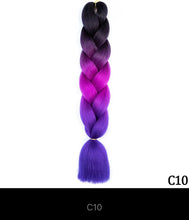 Load image into Gallery viewer, Ombre Jumbo Braid 24 Inches Synthetic Braiding Hair Extension For Women DIY Hair Braids Pink Purple Yellow Gray Multi Colors 3