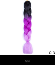 Load image into Gallery viewer, Ombre Jumbo Braid 24 Inches Synthetic Braiding Hair Extension For Women DIY Hair Braids Pink Purple Yellow Gray Multi Colors 3