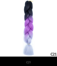 Load image into Gallery viewer, Ombre Jumbo Braid 24 Inches Synthetic Hair Extensions For Women DIY Hair Braids Pink Purple Yellow Gray Multi Colors 2