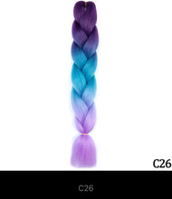 Load image into Gallery viewer, Ombre Jumbo Braid 24 Inches Synthetic Braiding Hair Extension For Women DIY Hair Braids Pink Purple Yellow Gray 1