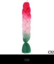 Load image into Gallery viewer, Ombre Jumbo Braid 24 Inches Synthetic Braiding Hair Extension For Women DIY Hair Braids Pink Purple Yellow Gray Multi Colors 3