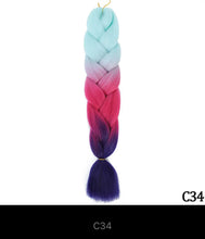 Load image into Gallery viewer, Ombre Jumbo Braid 24 Inches Synthetic Braiding Hair Extension For Women DIY Hair Braids Pink Purple Yellow Gray 1