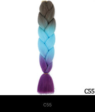 Load image into Gallery viewer, Ombre Jumbo Braid 24 Inches Synthetic Braiding Hair Extension For Women DIY Hair Braids Pink Purple Yellow Gray 1