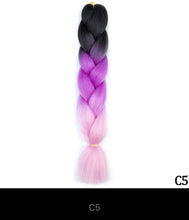 Load image into Gallery viewer, Ombre Jumbo Braid 24 Inches Synthetic Braiding Hair Extension For Women DIY Hair Braids Pink Purple Yellow Gray 1