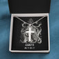 Zodiac Sign Cards Artisan Crafted Stainless Cross Ball Chain Necklace with Luxury Mahogany Box w/LED